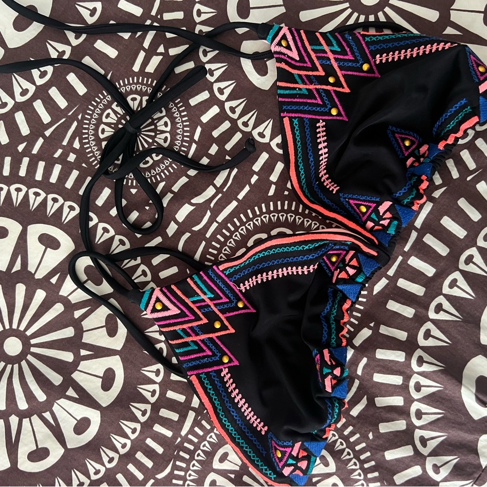 Embroidered string bikini